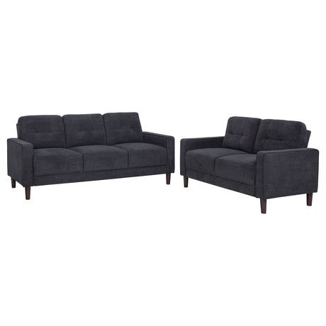 Bowen II Steel Grey 2-piece Upholstered Track Arm Sofa Set - Ornate Home