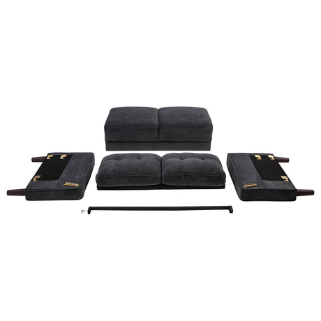 Bowen II Steel Grey 2-piece Upholstered Track Arm Sofa Set - Ornate Home