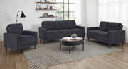 Bowen II Steel Grey 3-piece Upholstered Track Arm Sofa Set - Ornate Home