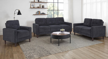 Bowen II Steel Grey 3-piece Upholstered Track Arm Sofa Set - Ornate Home