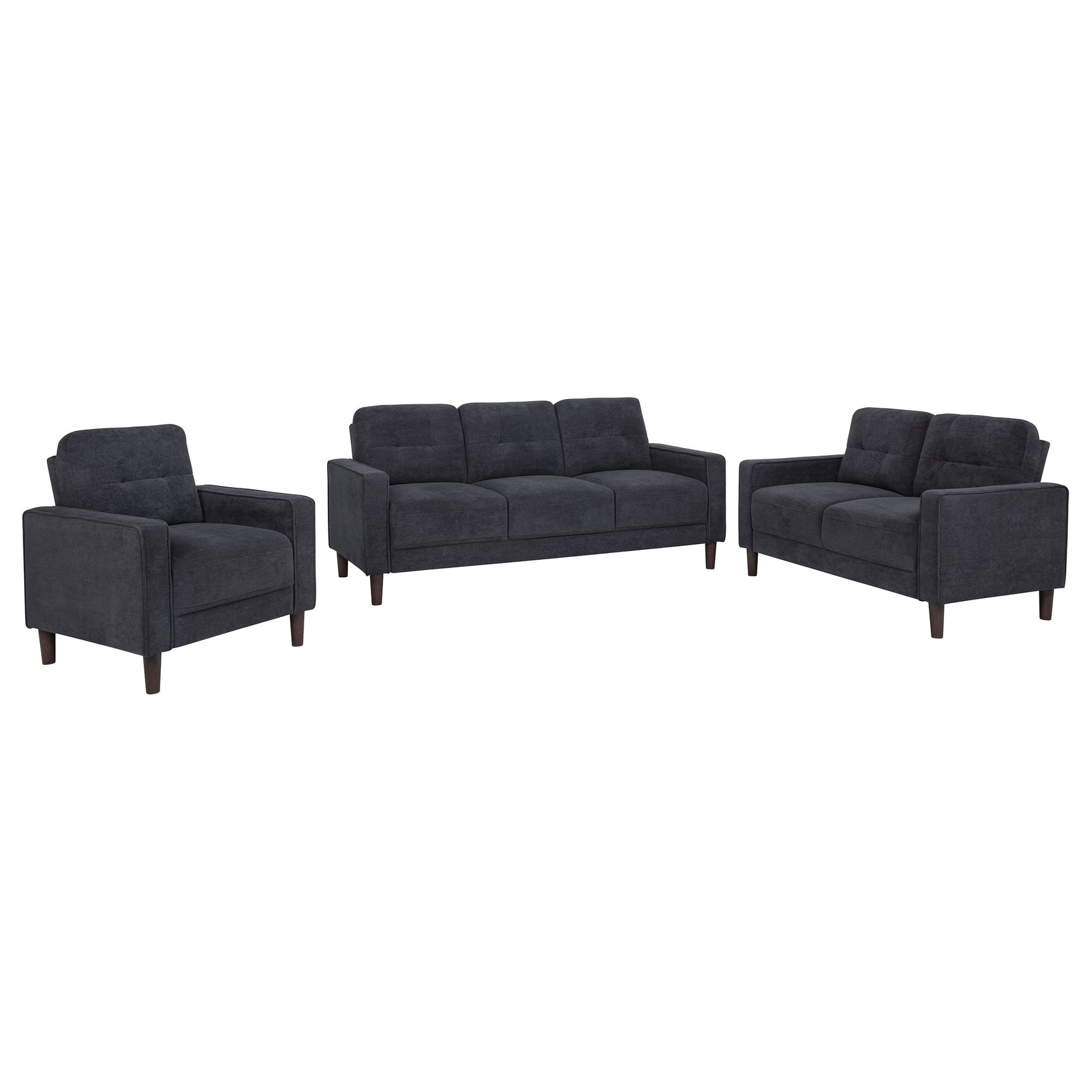Bowen II Steel Grey 3-piece Upholstered Track Arm Sofa Set - Ornate Home
