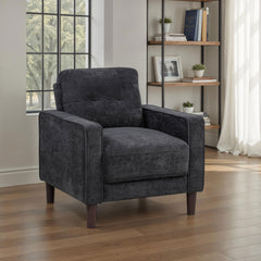 Bowen II Steel Grey Fabric Upholstered Track Arm Chair - Ornate Home