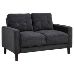 Bowen II Steel Grey Fabric Upholstered Track Arm Loveseat - Ornate Home
