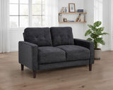 Bowen II Steel Grey Fabric Upholstered Track Arm Loveseat - Ornate Home
