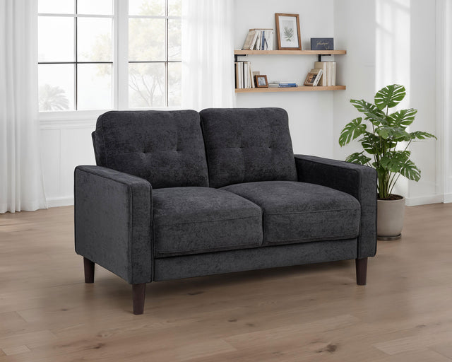 Bowen II Steel Grey Fabric Upholstered Track Arm Loveseat - Ornate Home