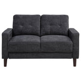 Bowen II Steel Grey Fabric Upholstered Track Arm Loveseat - Ornate Home