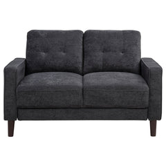 Bowen II Steel Grey Fabric Upholstered Track Arm Loveseat - Ornate Home