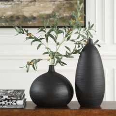 Bower Black Vases (Set of 2) - Ornate Home
