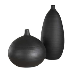 Bower Black Vases (Set of 2) - Ornate Home