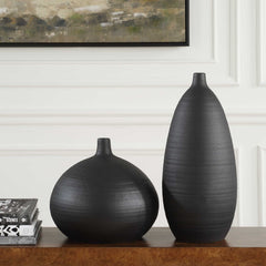 Bower Black Vases (Set of 2) - Ornate Home