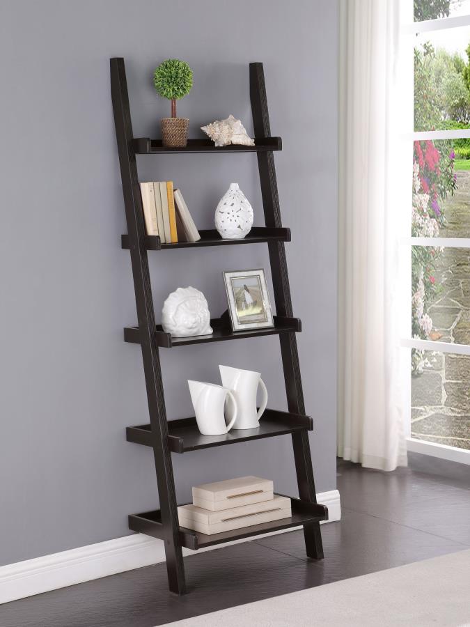 Bower Cappuccino 5 Shelf Ladder Bookcase - Ornate Home