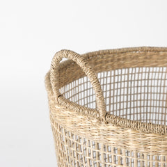 Bowie Medium Brown Seagrass Round Basket with Handles (Set of 3) - Ornate Home