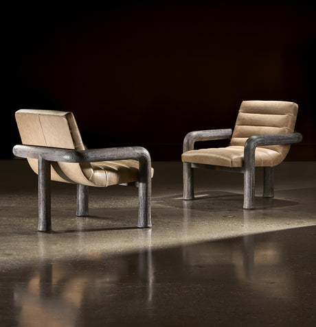 Bowie Tadon Cerused/Beige/Tan Leather Chair - Ornate Home