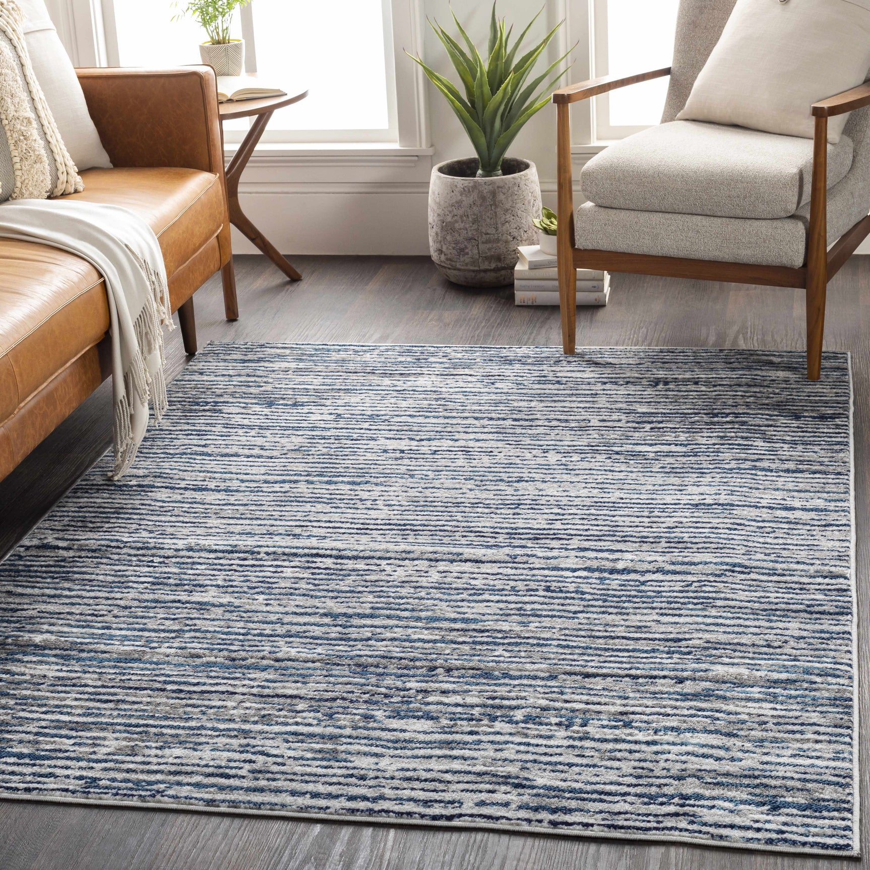 Bowmansdale Striped Navy Rug - Ornate Home