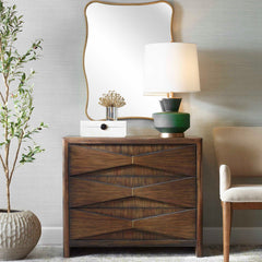 Bowtie Brass/Woodtone 3 Drawer Mid-Century Chest - Ornate Home