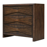 Bowtie Brass/Woodtone 3 Drawer Mid-Century Chest - Ornate Home