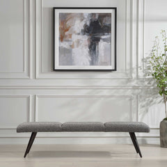 Bowtie Charcoal Fabric Bench - Ornate Home