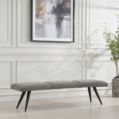 Bowtie Charcoal Fabric Bench - Ornate Home