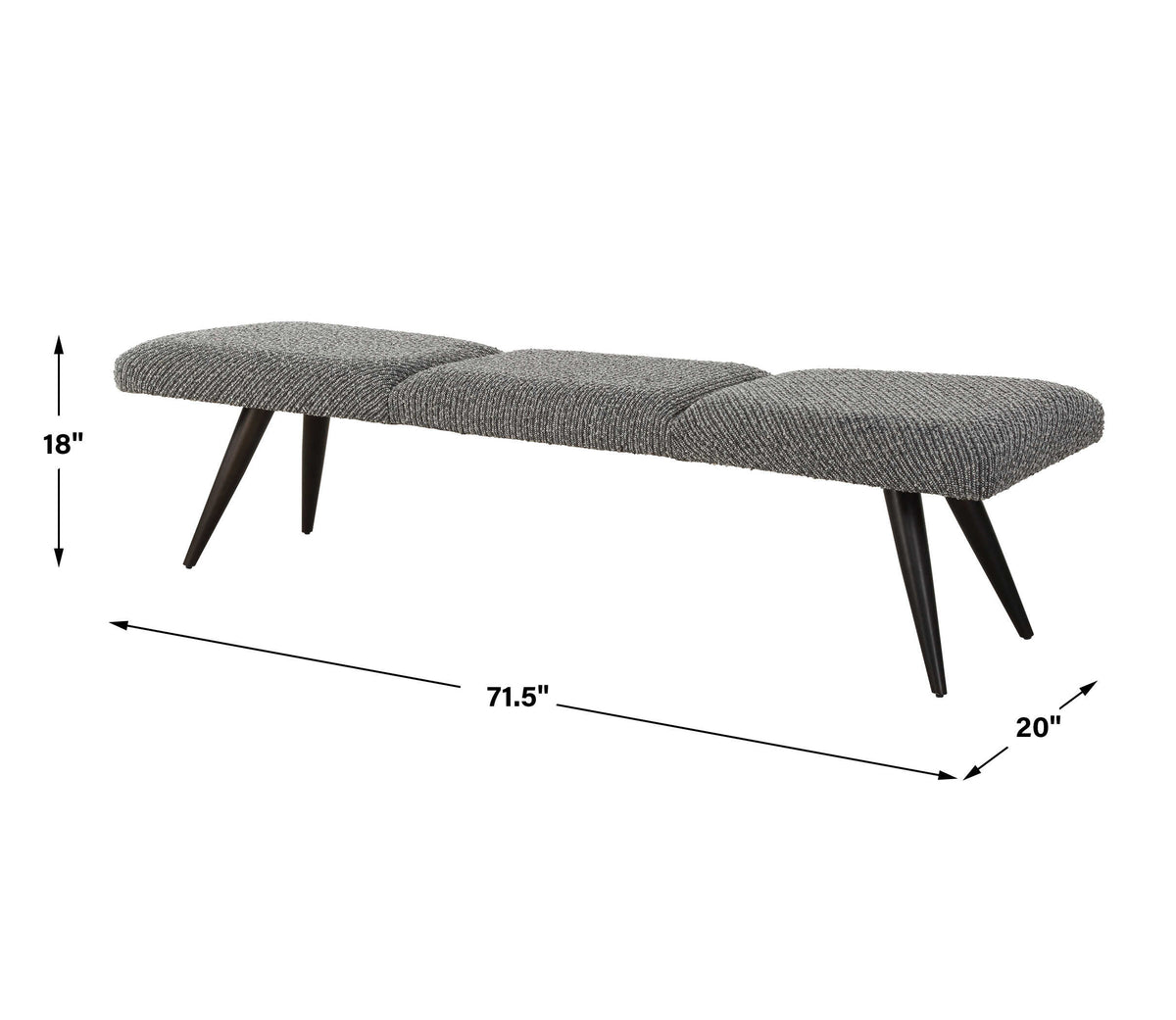 Bowtie Charcoal Fabric Bench - Ornate Home