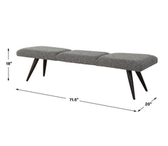 Bowtie Charcoal Fabric Bench - Ornate Home