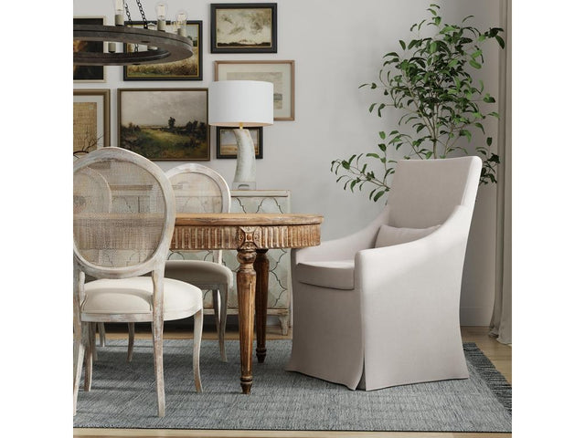 Boyce Beige Skirted Arm Chair - Ornate Home