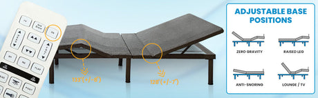 Boyd Sleep Queen Bed Frame Base: Adjustable Zero-Gravity Power Base w/ Massage - Ornate Home