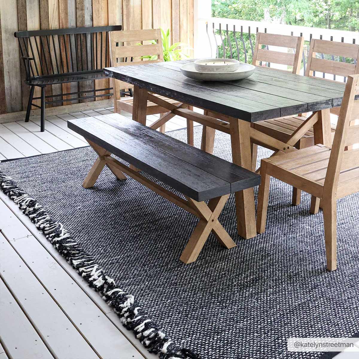 Boyden Black Area Rug with Tassels - Clearance - Ornate Home