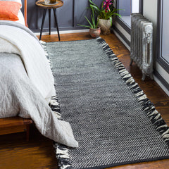 Boyden Black Area Rug with Tassels - Clearance - Ornate Home