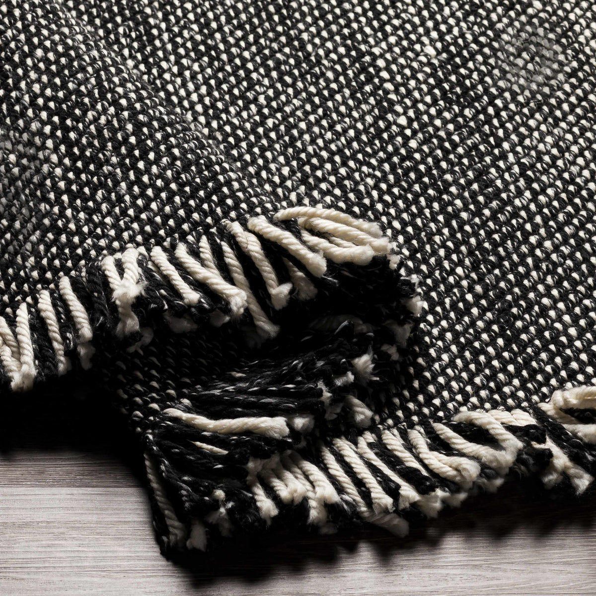 Boyden Black Area Rug with Tassels - Clearance - Ornate Home