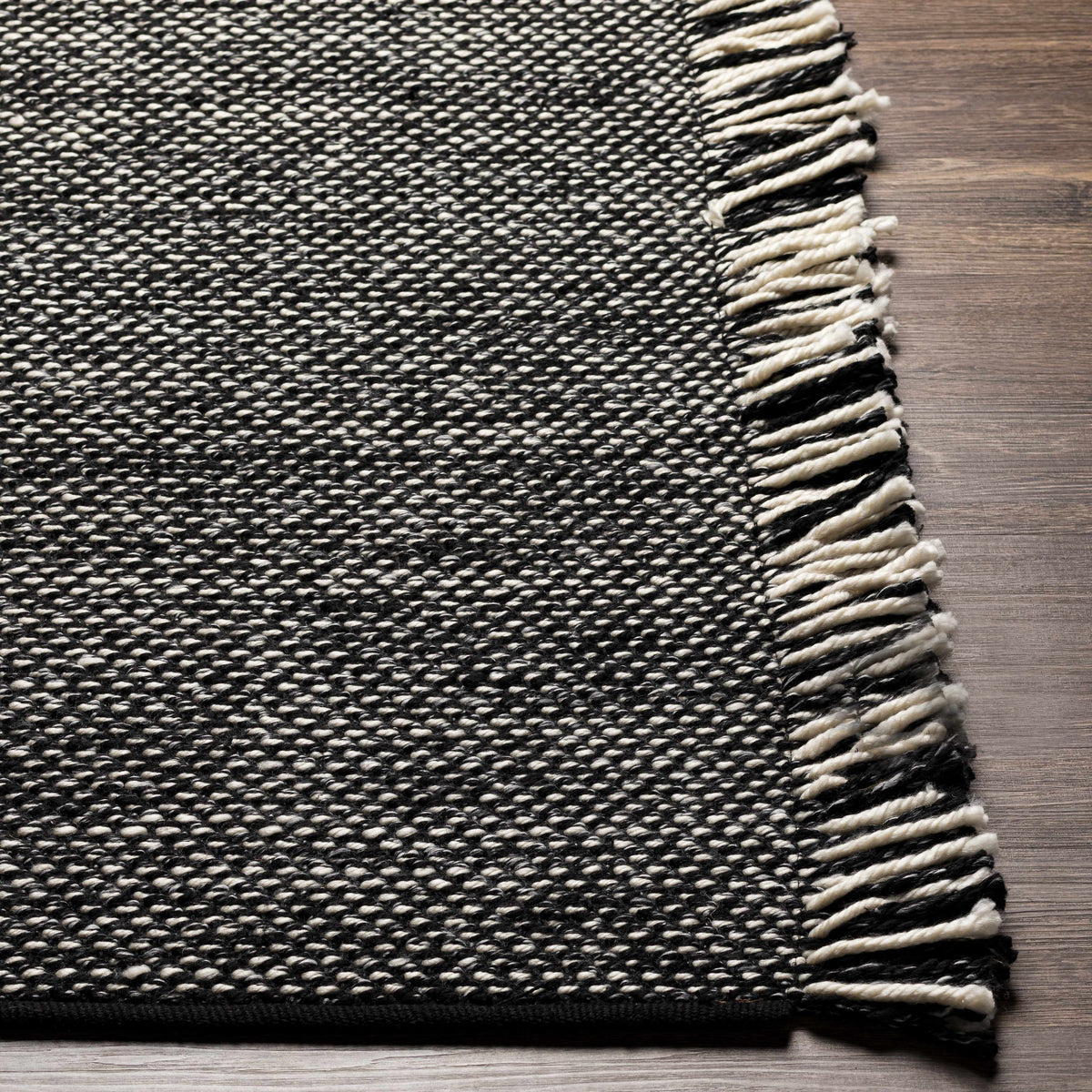 Boyden Black Area Rug with Tassels - Clearance - Ornate Home