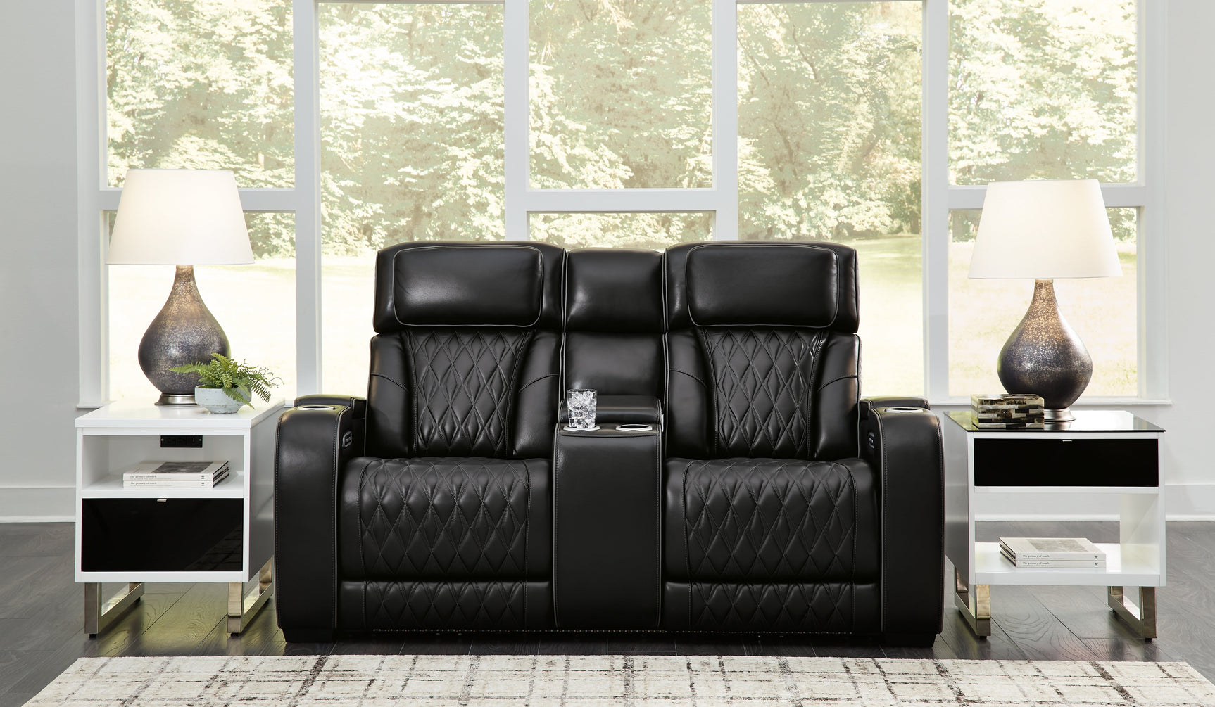 Boyington Black Power Reclining Loveseat with Console (Online Special Price) - Ornate Home