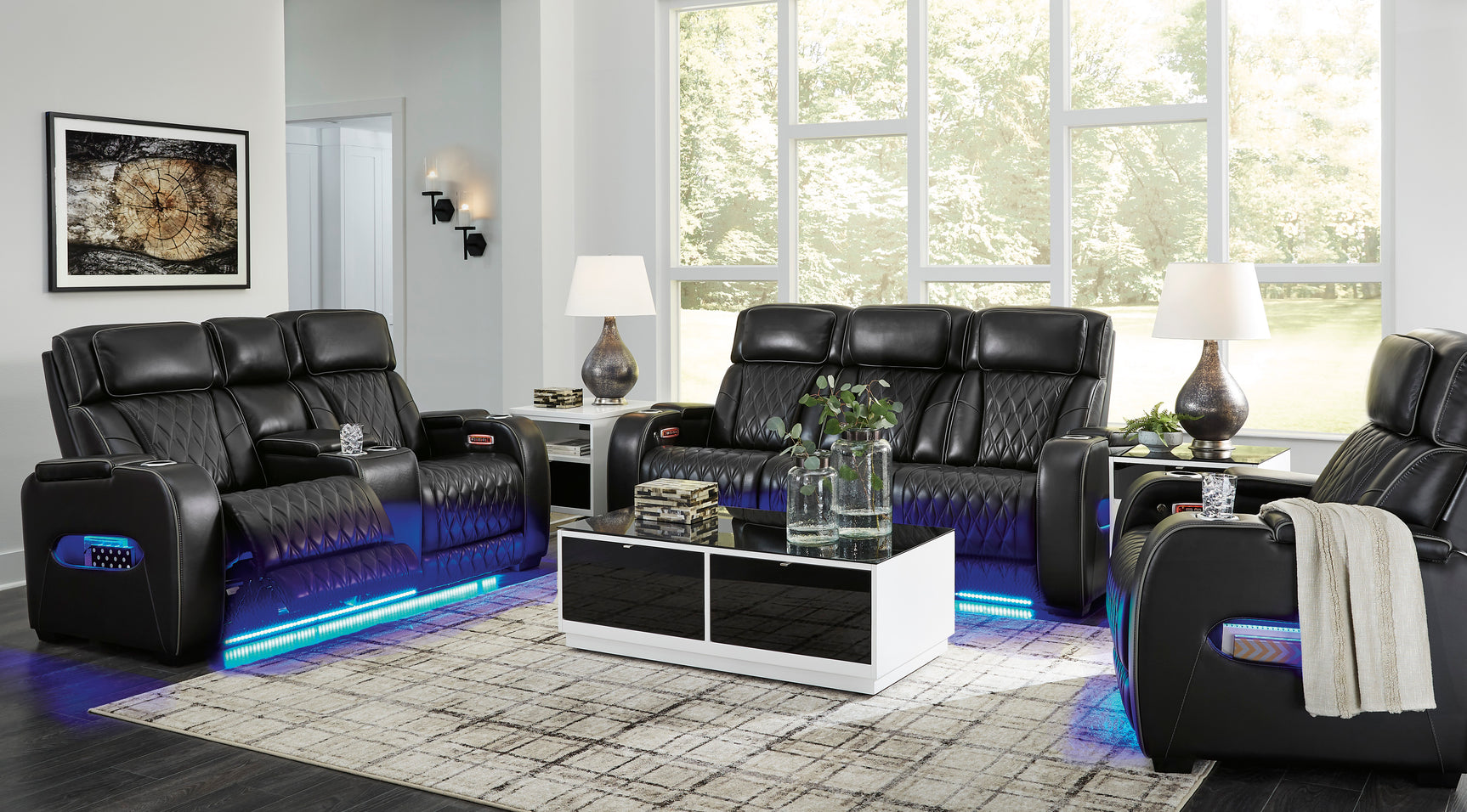 Boyington Black Power Reclining Sofa, Loveseat and Recliner - Ornate Home