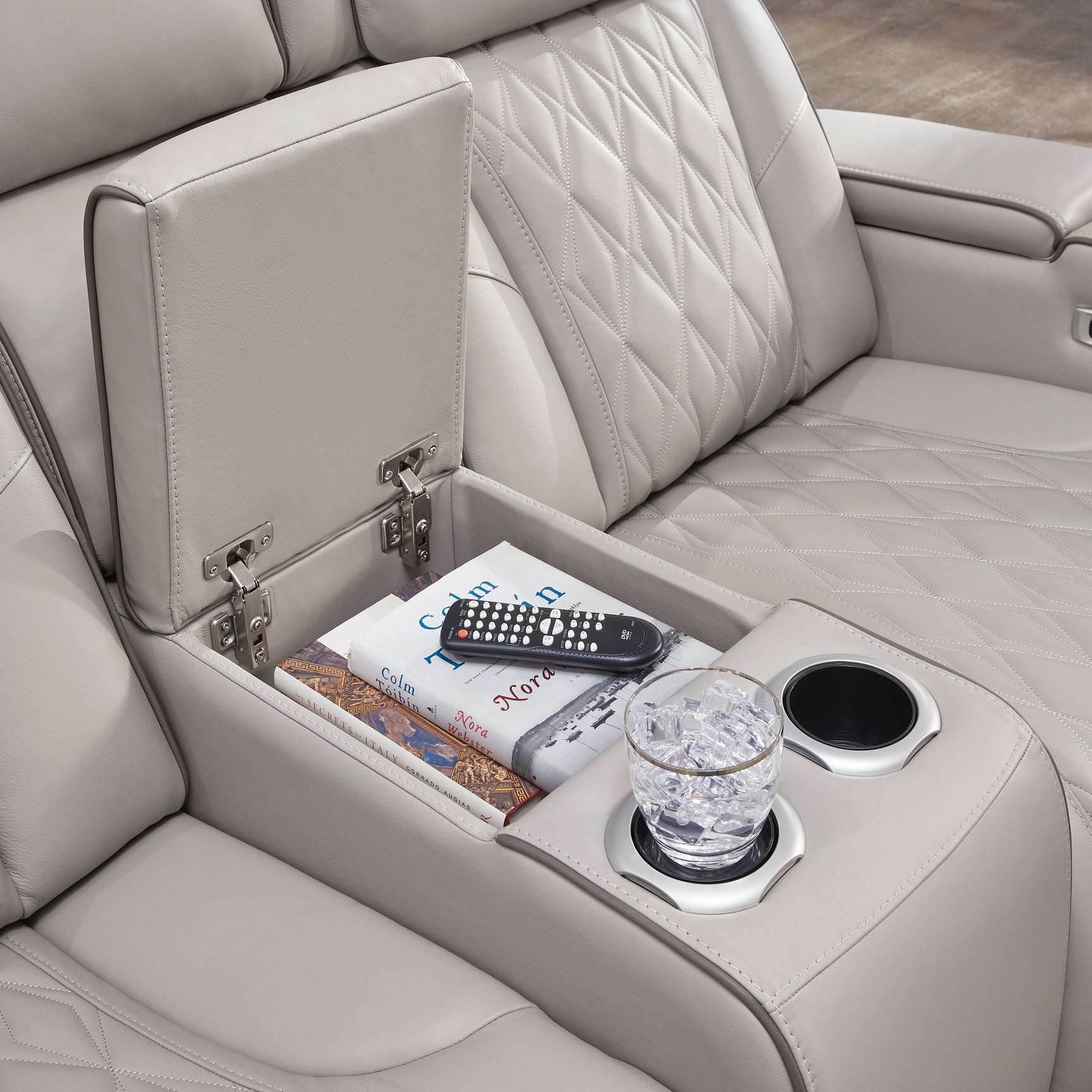 Boyington Gray Power Reclining Loveseat with Console (Online Special Price) - Ornate Home