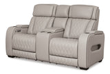 Boyington Gray Power Reclining Loveseat with Console - Ornate Home
