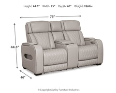 Boyington Gray Power Reclining Loveseat with Console - Ornate Home