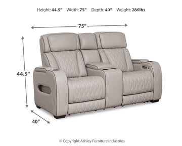 Boyington Gray Power Reclining Loveseat with Console - Ornate Home