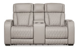 Boyington Gray Power Reclining Loveseat with Console - Ornate Home