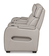 Boyington Gray Power Reclining Loveseat with Console - Ornate Home