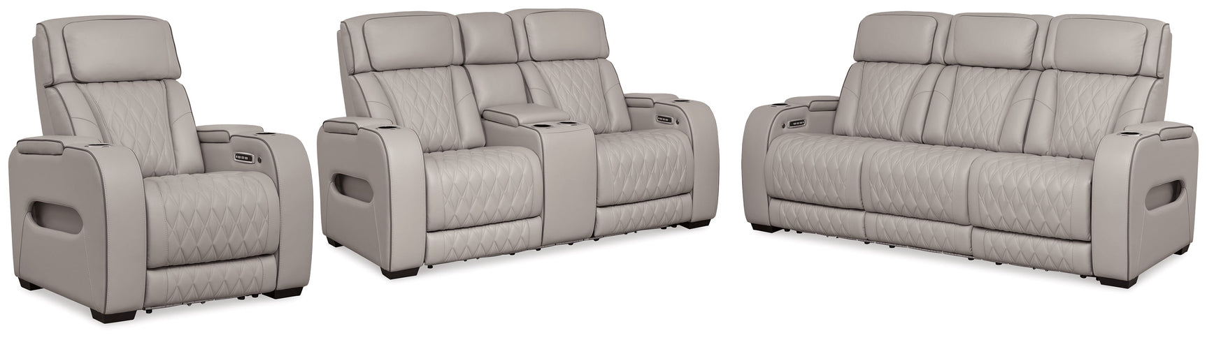 Boyington Gray Power Reclining Sofa, Loveseat and Recliner (Online Special Price) - Ornate Home