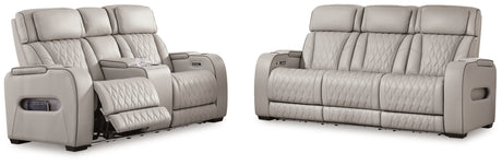 Boyington Gray Power Reclining Sofa, Loveseat and Recliner - Ornate Home