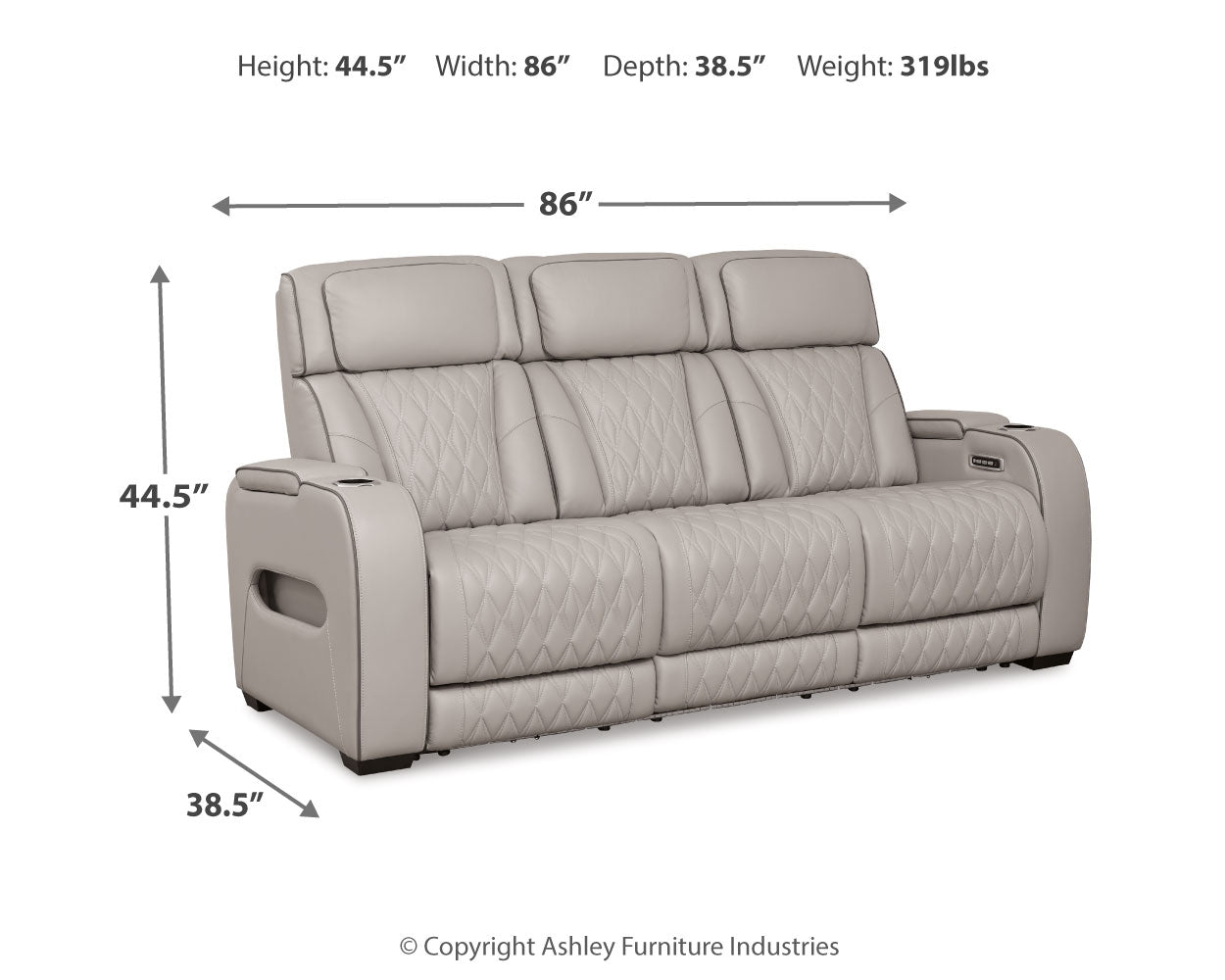 Boyington Gray Power Reclining Sofa (Online Special Price) - Ornate Home