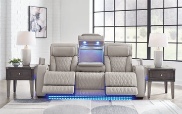 Boyington Gray Power Reclining Sofa - Ornate Home
