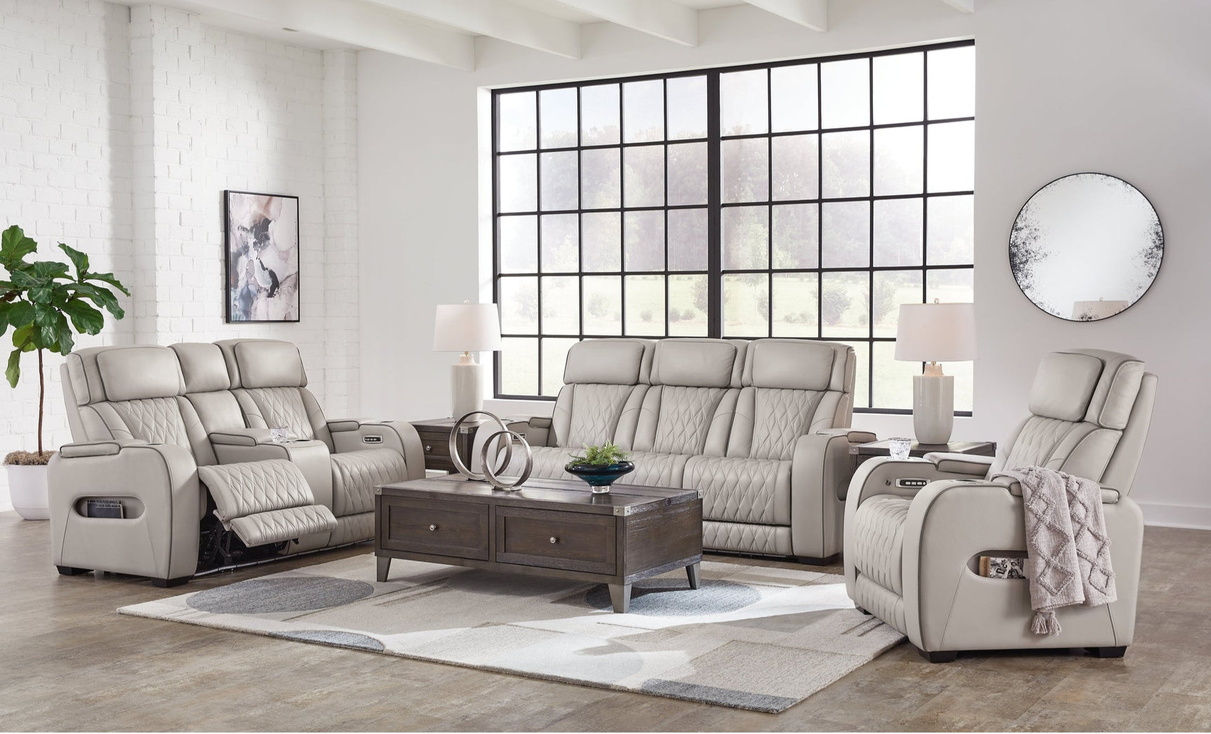 Boyington Gray Power Reclining Sofa and Loveseat (Online Special Price) - Ornate Home