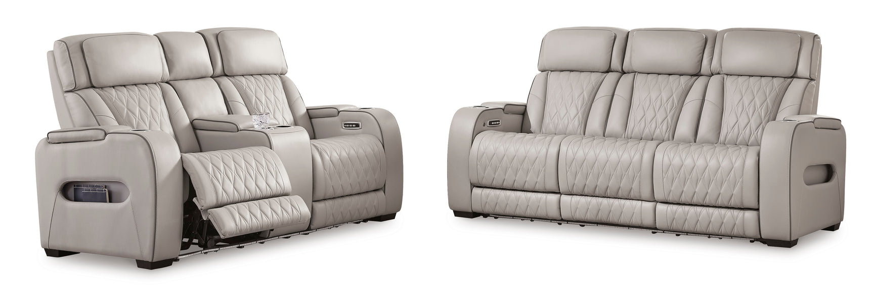 Boyington Gray Power Reclining Sofa and Loveseat - Ornate Home