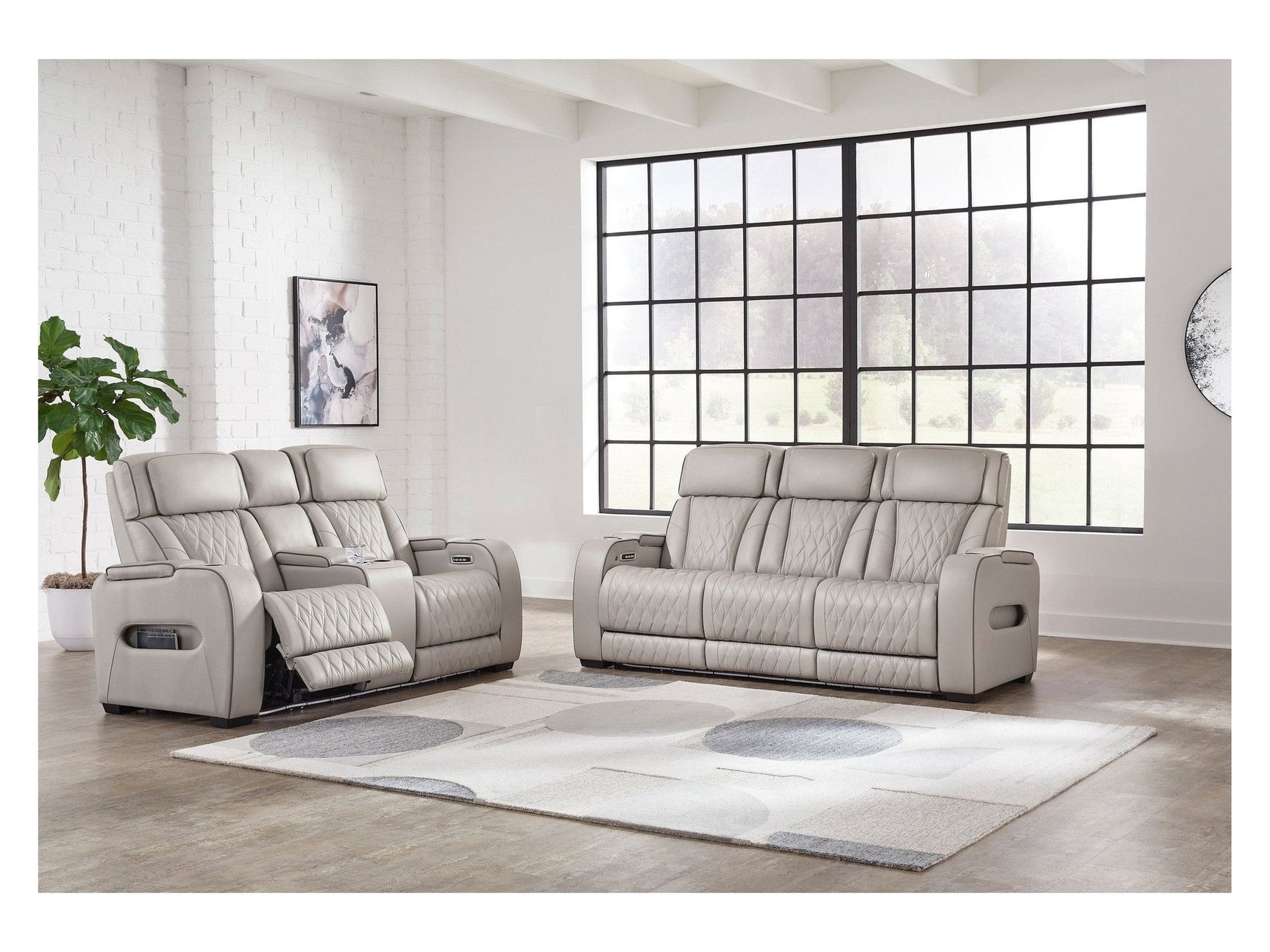 Boyington Gray Power Reclining Sofa and Loveseat - Ornate Home