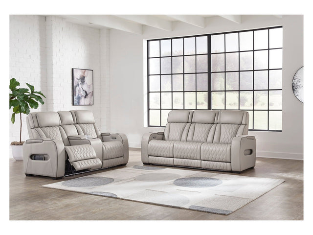 Boyington Gray Power Reclining Sofa and Loveseat - Ornate Home