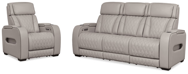 Boyington Gray Power Reclining Sofa and Recliner - Ornate Home