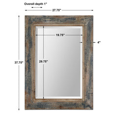 Bozeman Distressed Blue Mirror - Ornate Home
