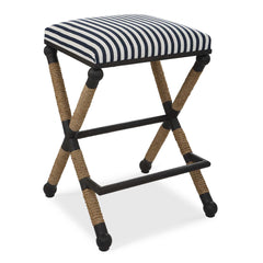 Braddock Black/Blue/White Backless Counter Stool - Ornate Home