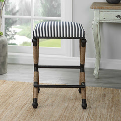 Braddock Black/Blue/White Backless Counter Stool - Ornate Home